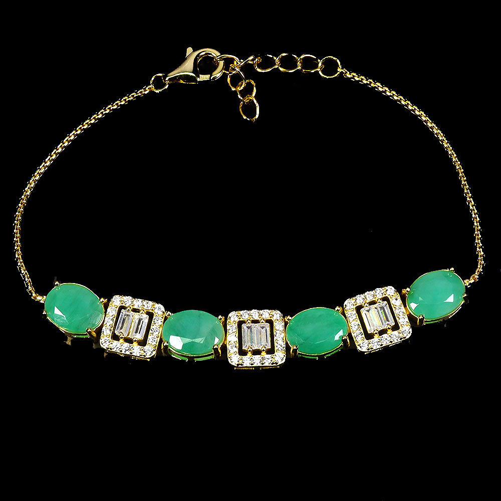 EMERALD SILVER GILT BRACELET.