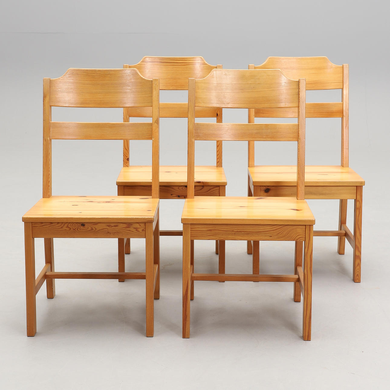 CHAIRS, 4 pcs, solid pine, late 20th century.