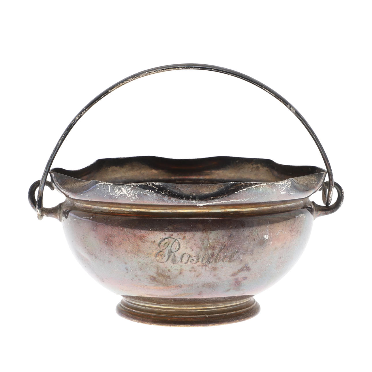 AN AMERICAN SILVER SWING HANDLED BASKET, BY GORHAM.