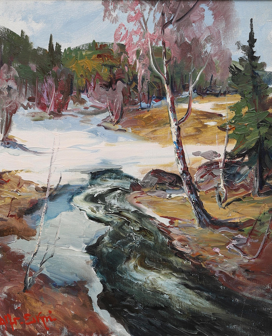 ALFRED EIKRI. Oil on canvas, signed.