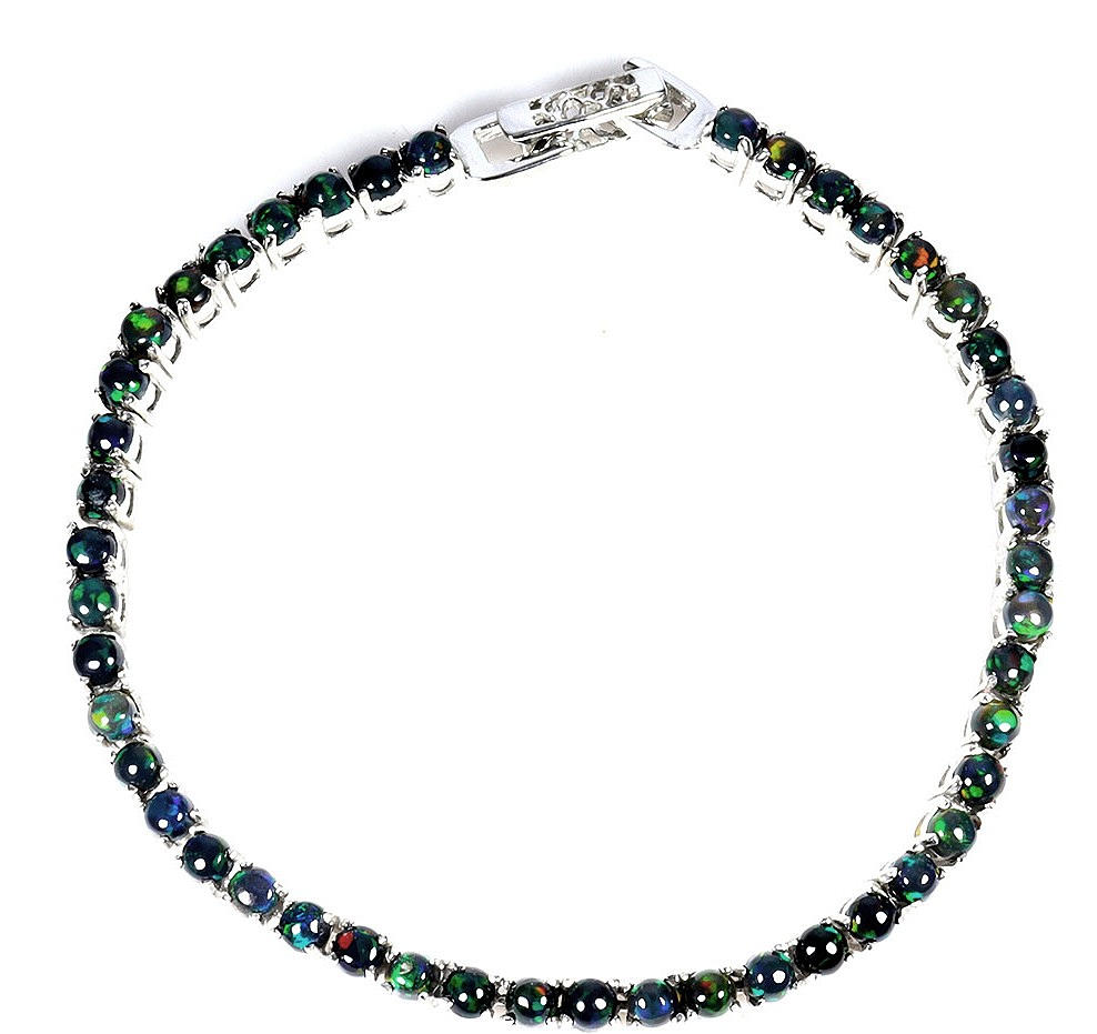 BLACK OPAL SILVER BRACELET.