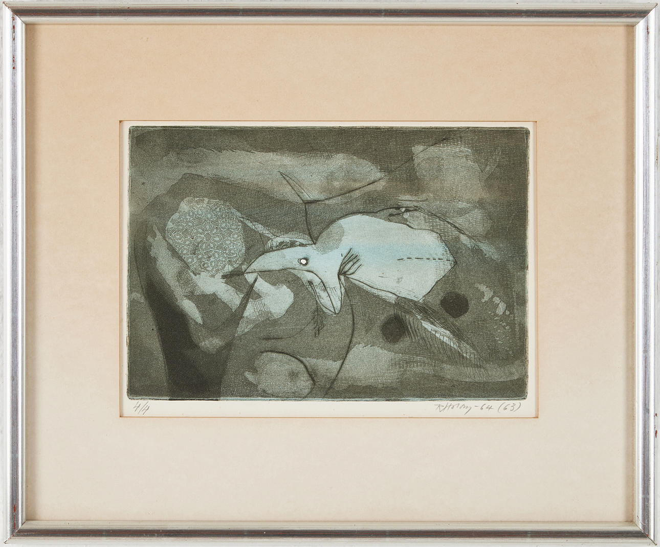 RAGNAR VON HOLTEN. Figure composition, etching, signed, numbered 4/4, 1964.