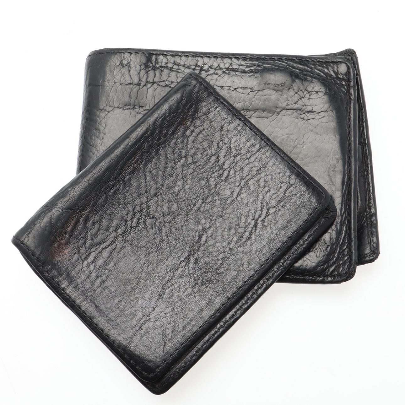 WALLETS, 2 pcs, black leather, Mulberry.