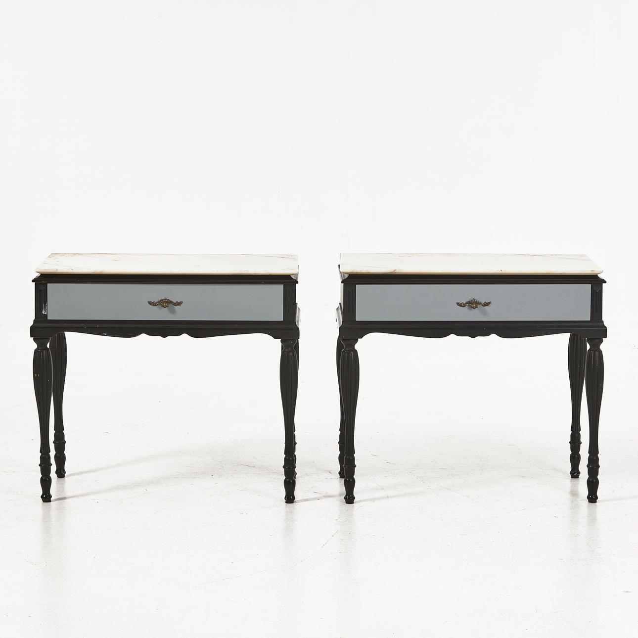 BEDSIDE TABLES, 1 pair, 20th century.