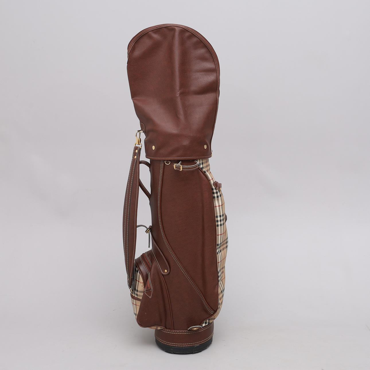 GOLFBAG, BRUNT LÄDER, BURBERRY.