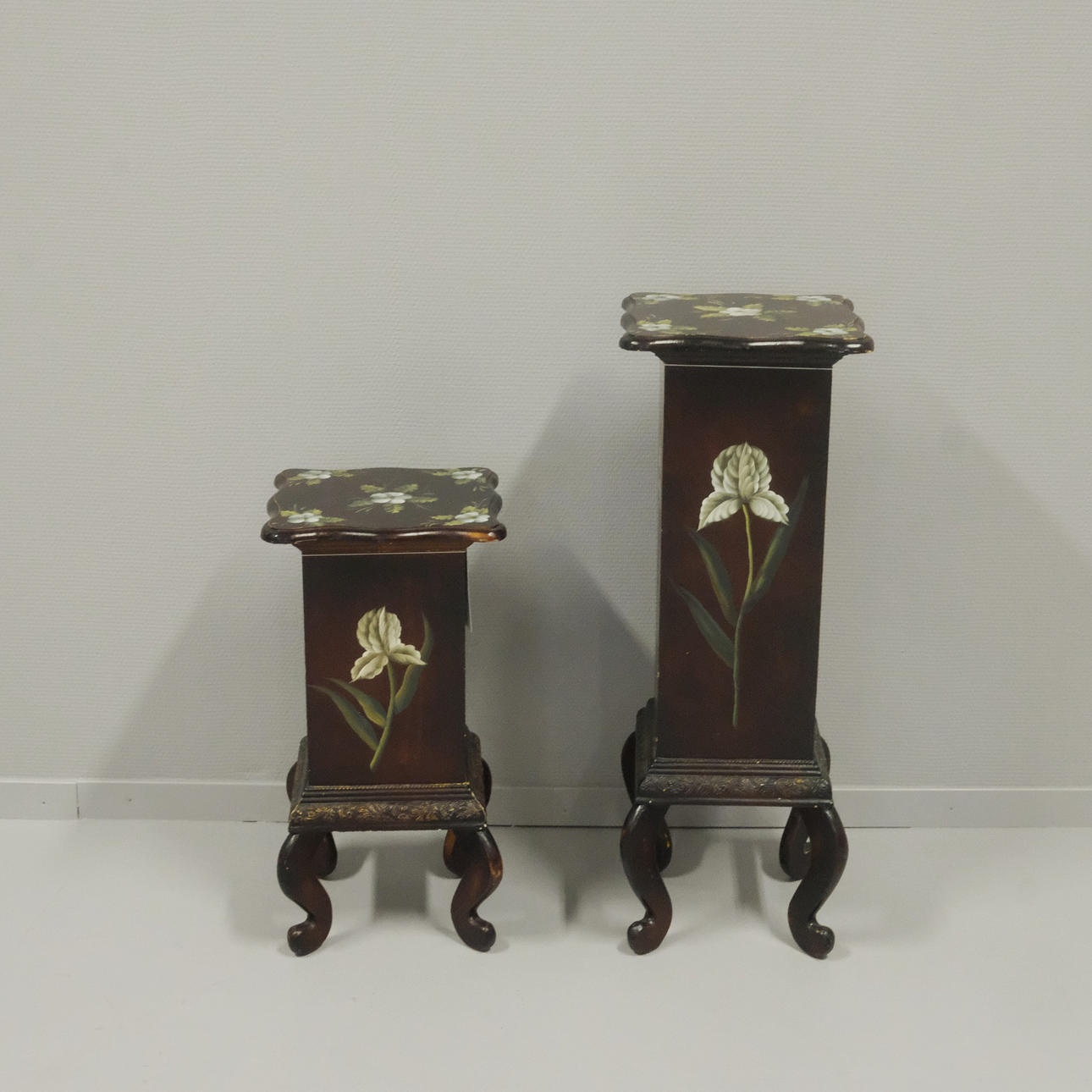 TWO PEDESTALS, WOOD.