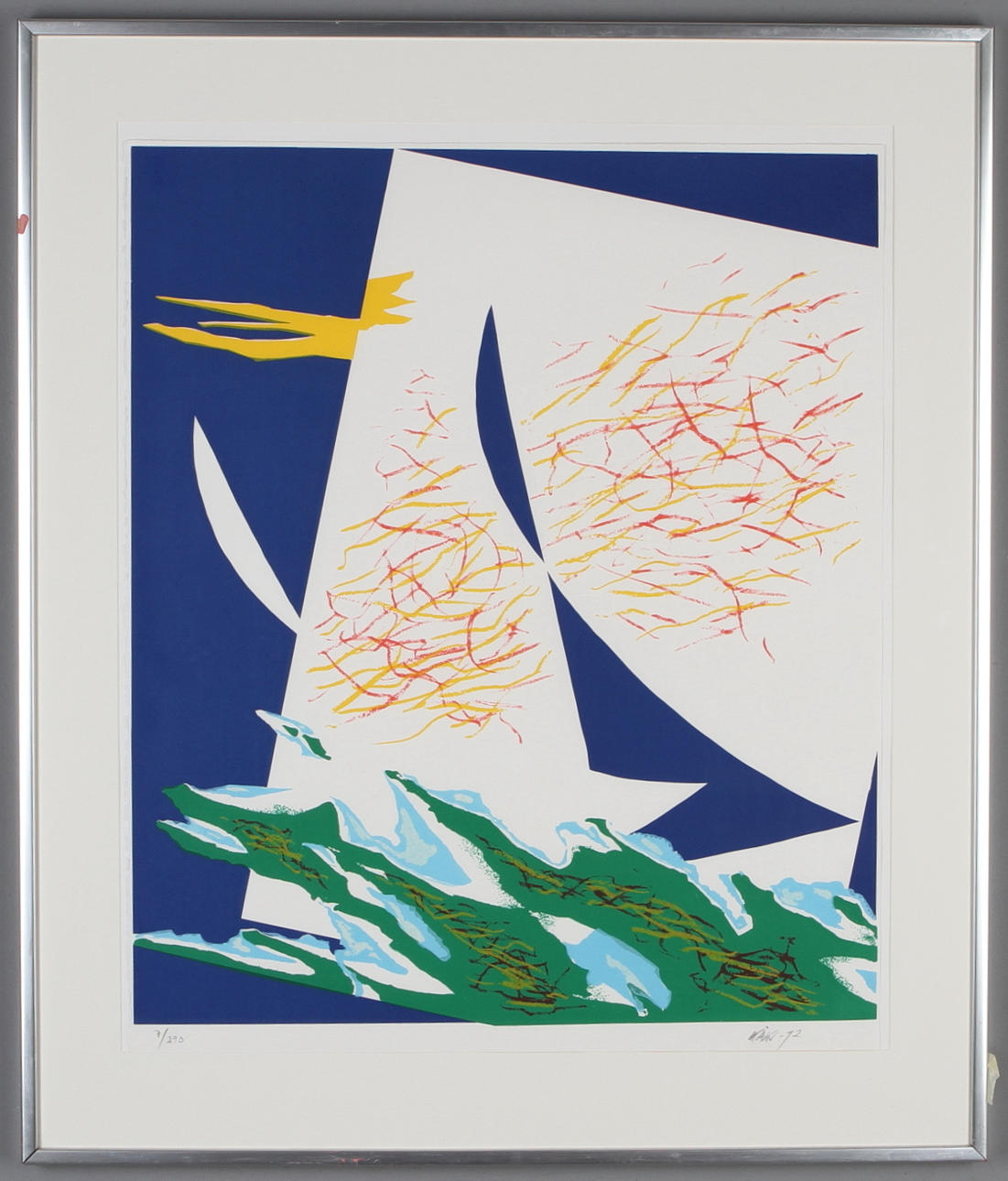 OLLE KÅKS. Komposition, färglitografi, signerad, numrerad 7/290 samt daterad -92.