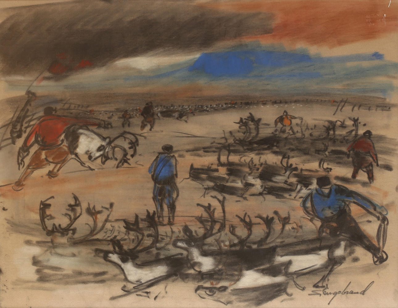 STAFFAN ENGEBRAND. Pastel, signed.