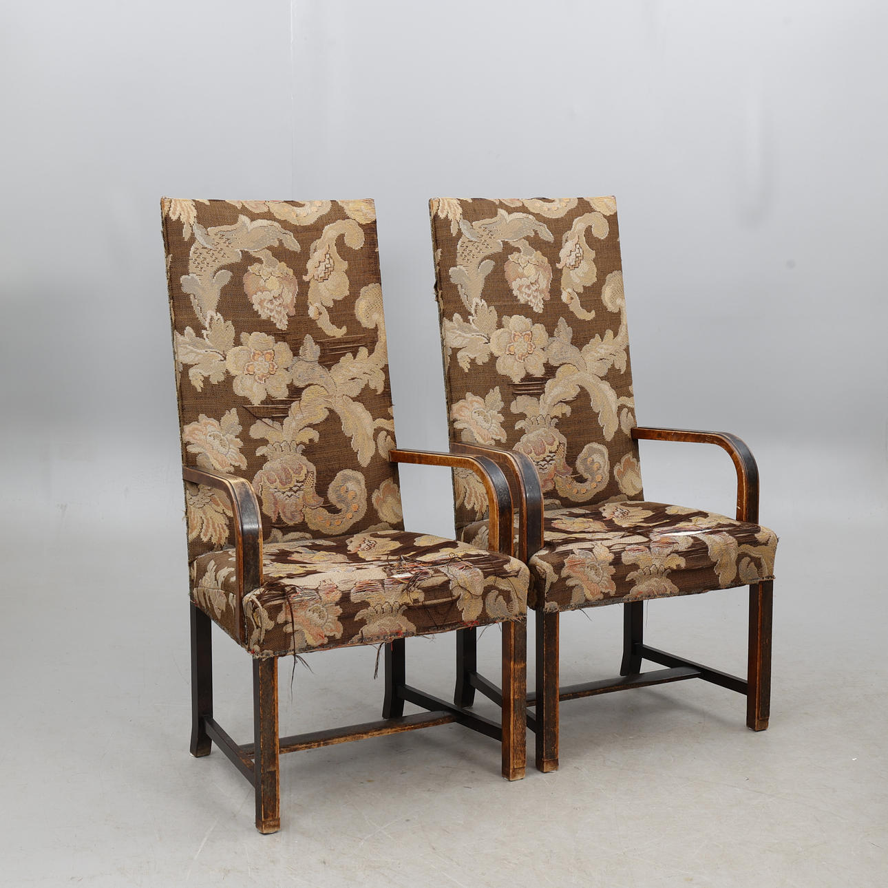 ARMCHAIRS, a pair early 20th century.