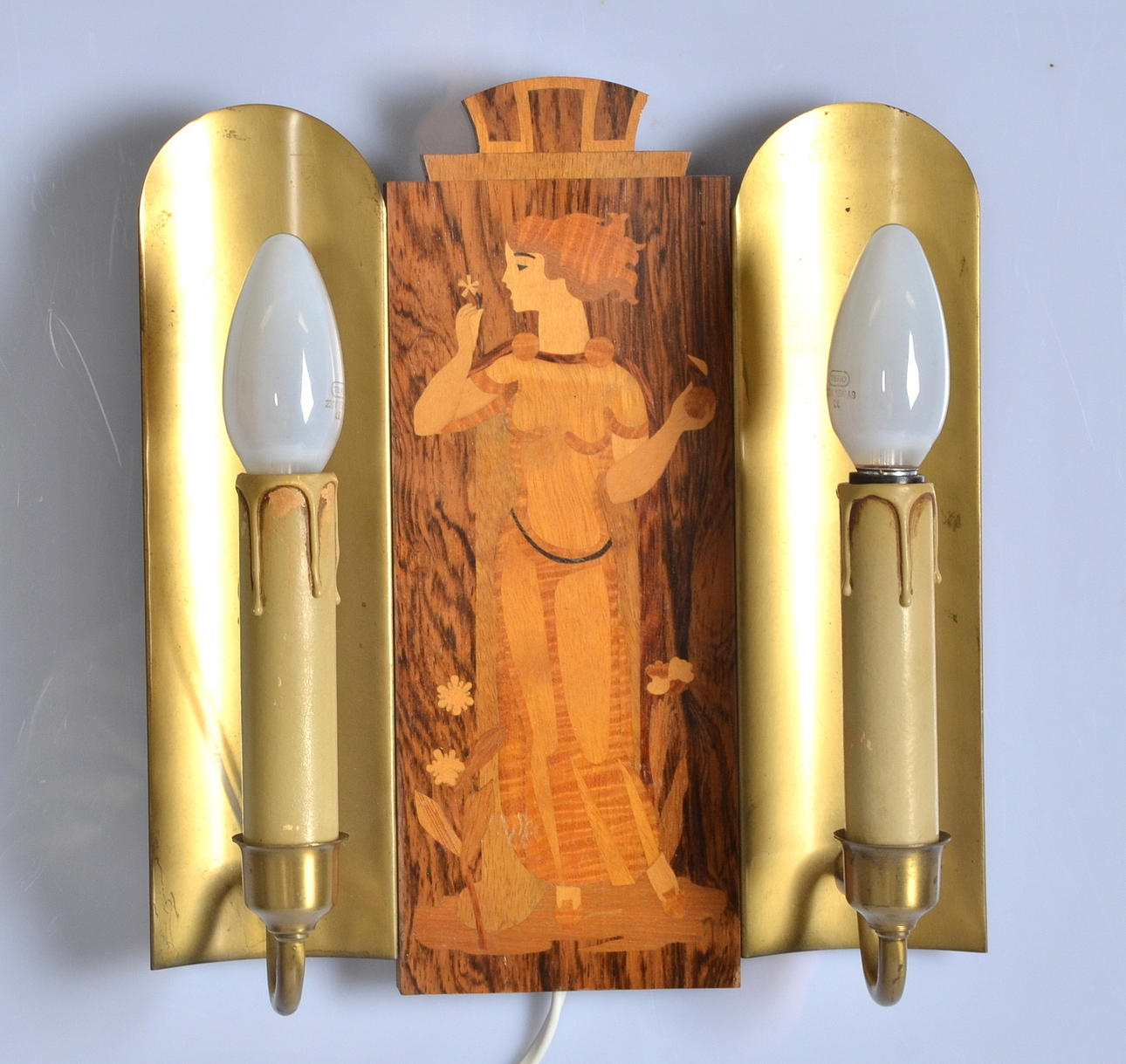 VÄGGLAMPETT, Art Deco, troligen Mjölby Intarsia.