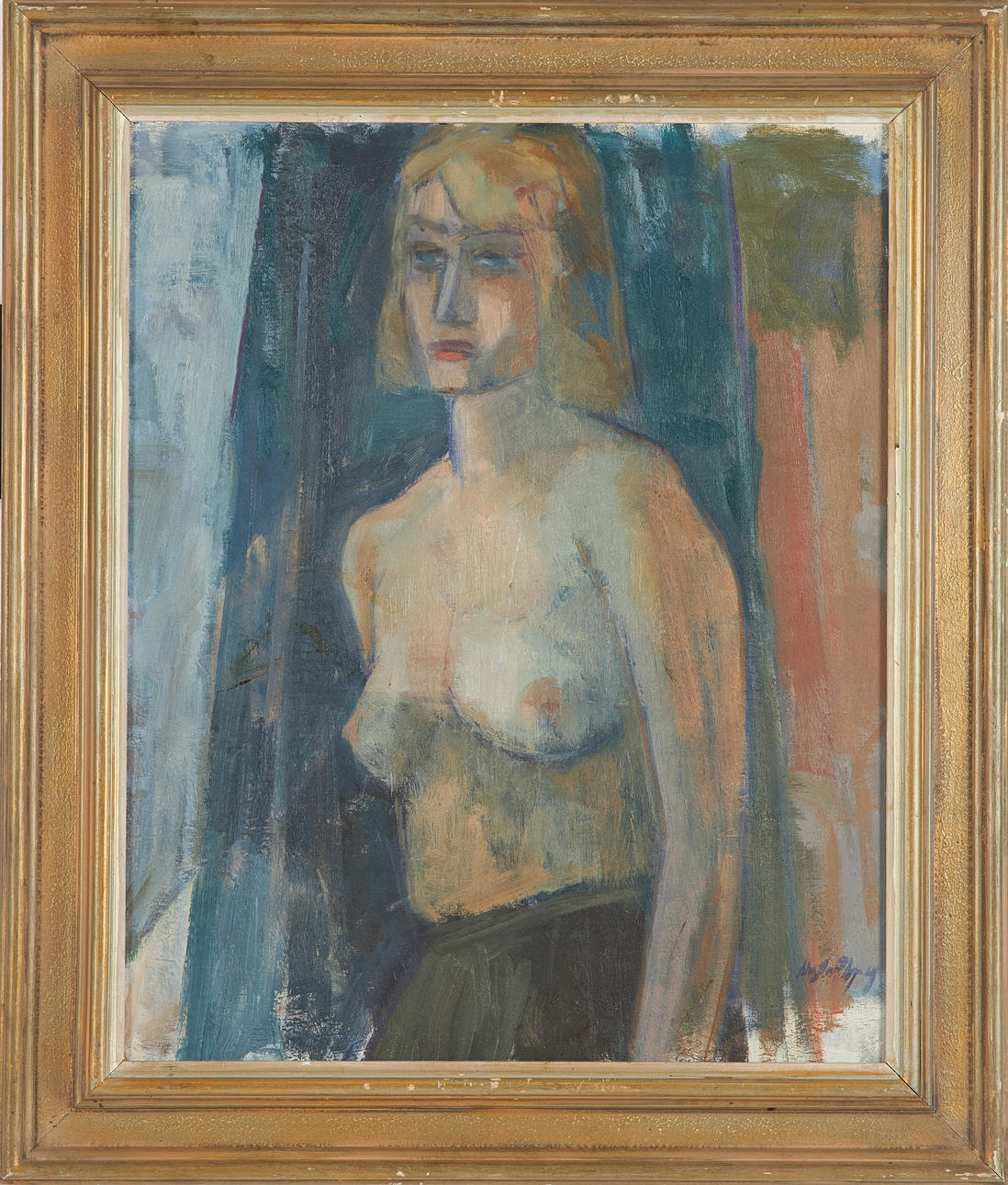 OIDENTIFIERAD KONSTNÄR. Nude study, oil on canvas, signed and dated, verso with dedication.