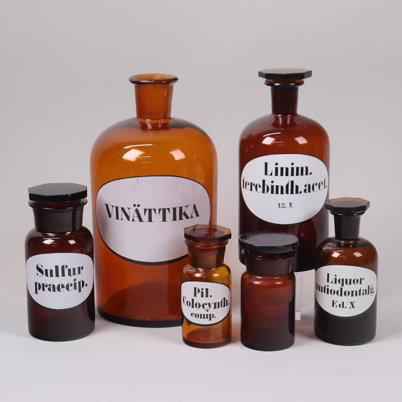 PHARMACY BOTTLES, 6 pcs.