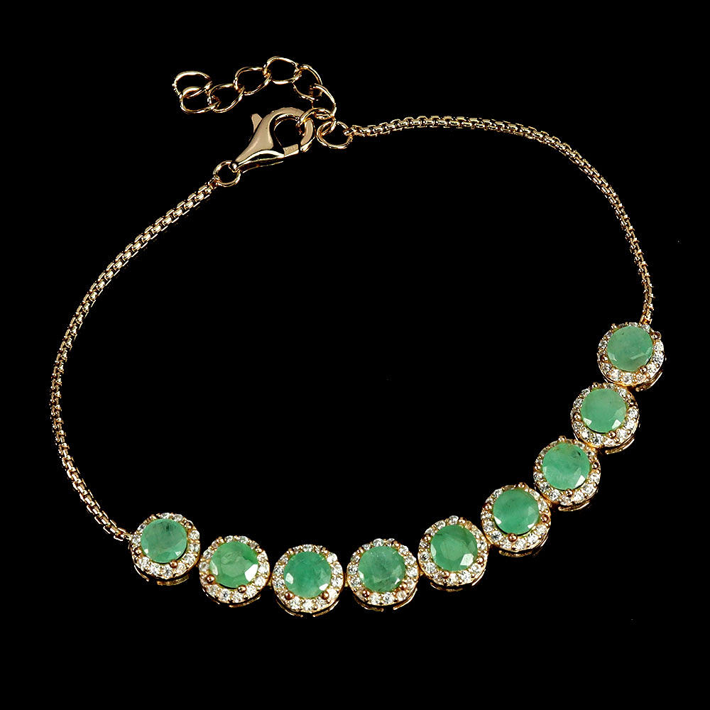 EMERALD SILVER GILT BRACELET.