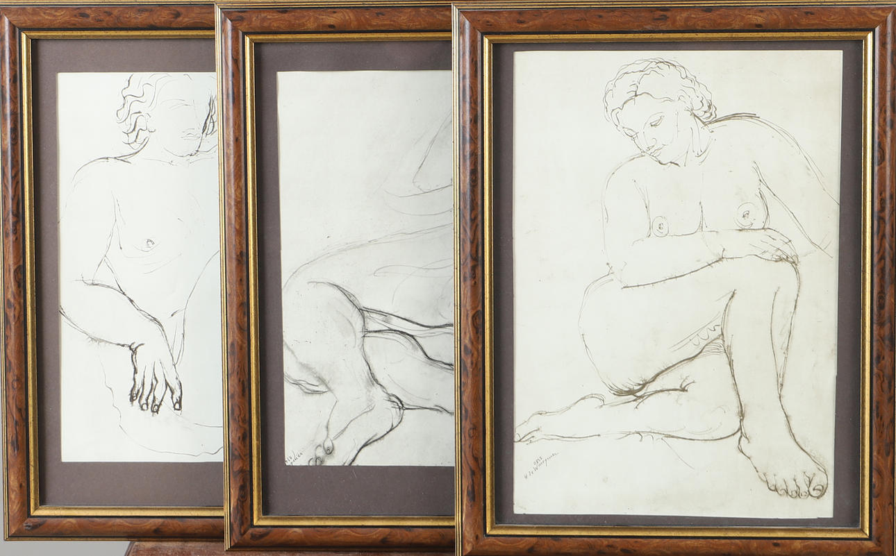 OIDENTIFIERAD KONSTNÄR. Nude studies, 3 items.