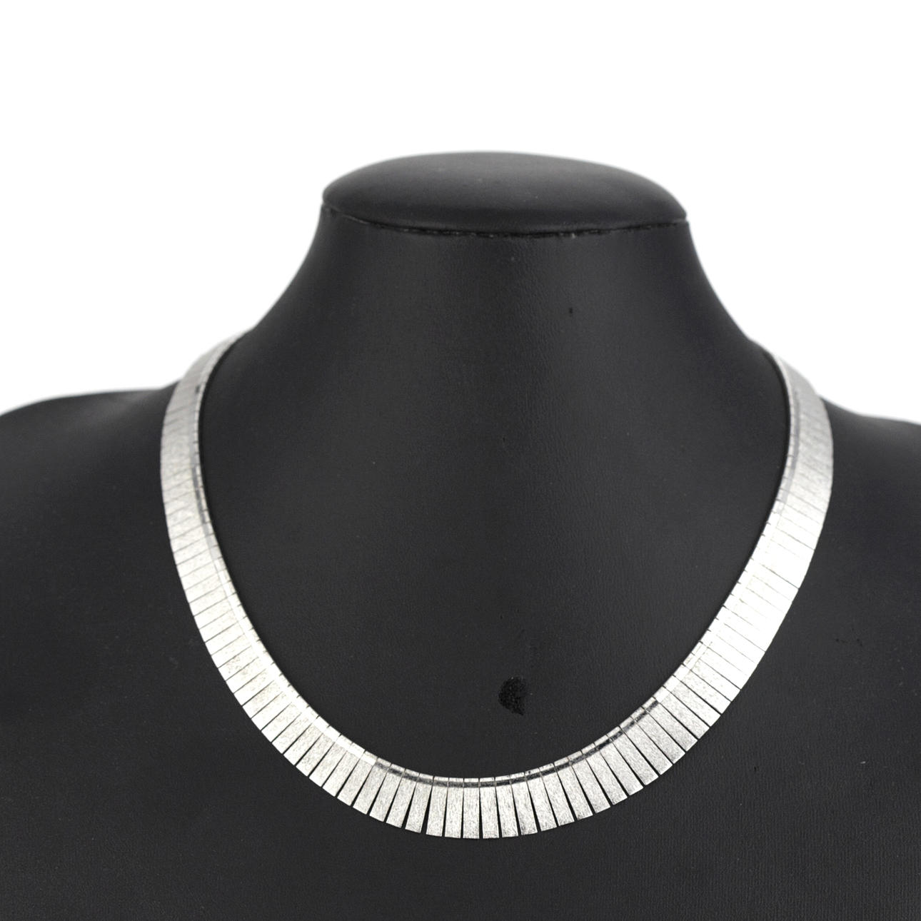 HALSBAND, borstat silver, halvstel länk.