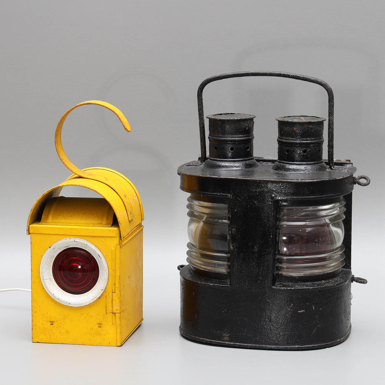 LANTERN & LANTERN, 2 pcs, sheet metal, 20th century.