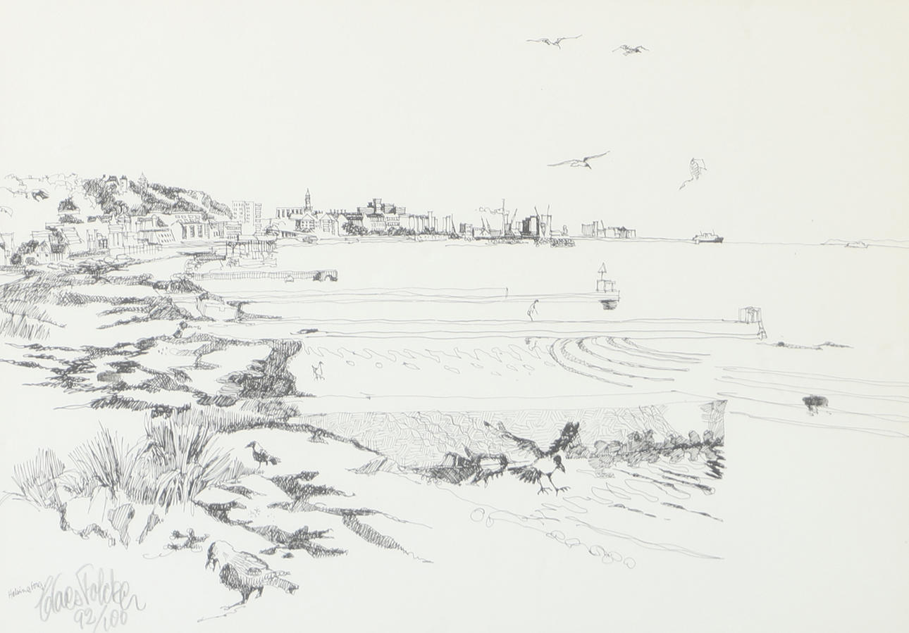 CLAES FOLCKER. Helsingborg motif, lithograph, signed.