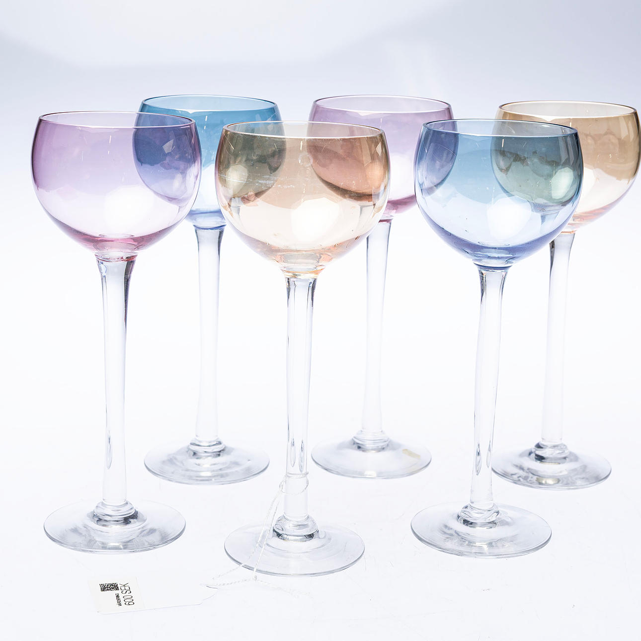 WINE GLASSES, 6 pcs. coloured.