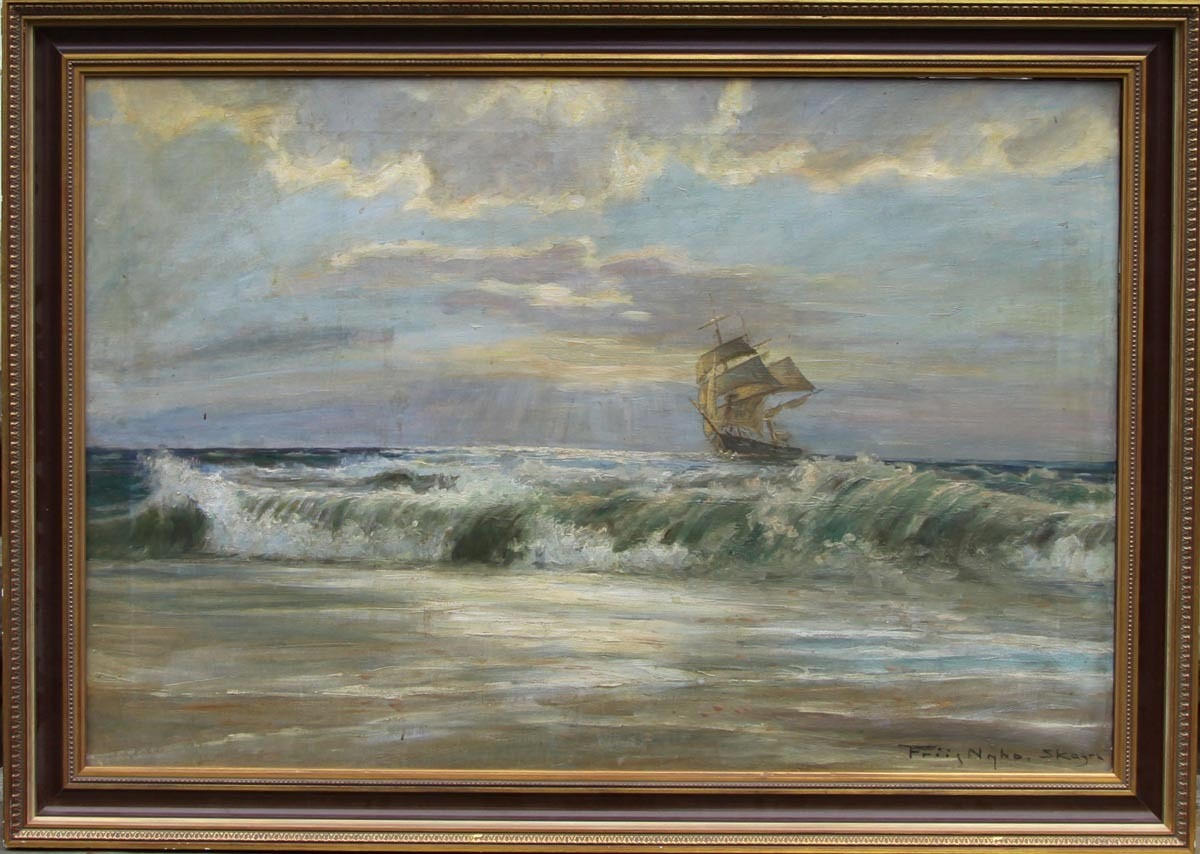 FRIS POUL NYBOE. Skagen, olja på duk.