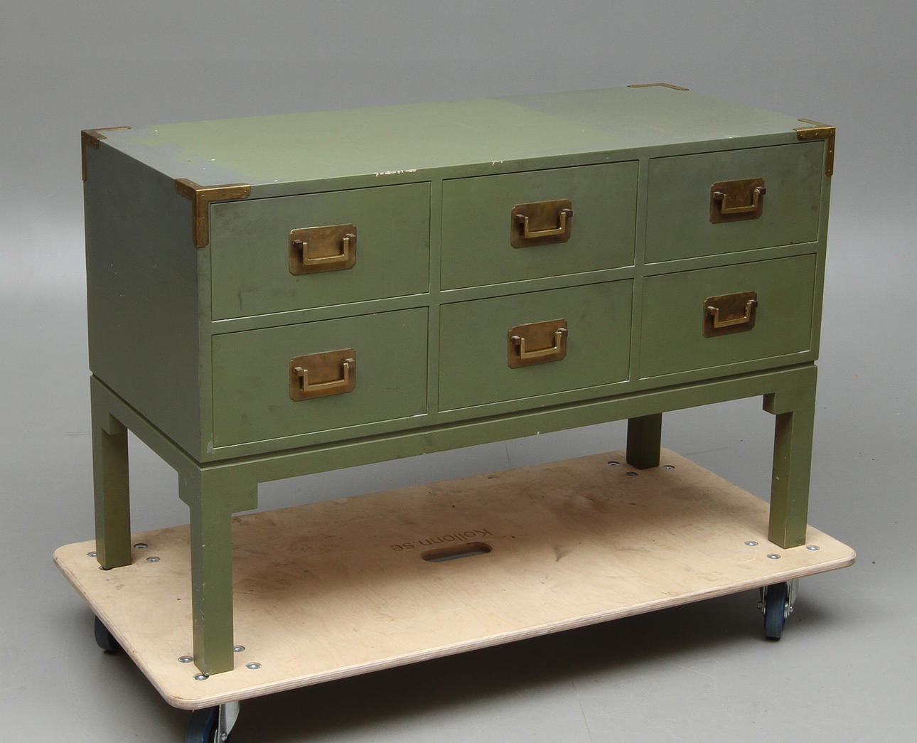 BYRÅ med sex lådor, grönblå, 1900-talets slut.