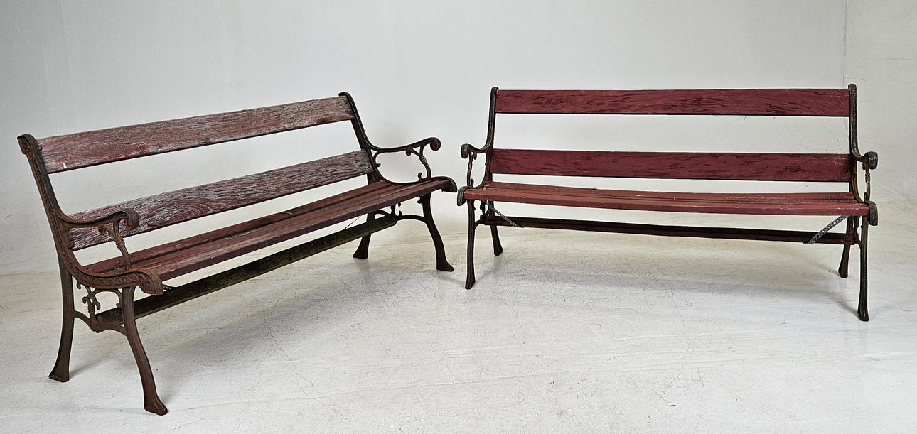 GARDEN BENCHES, a pair.
