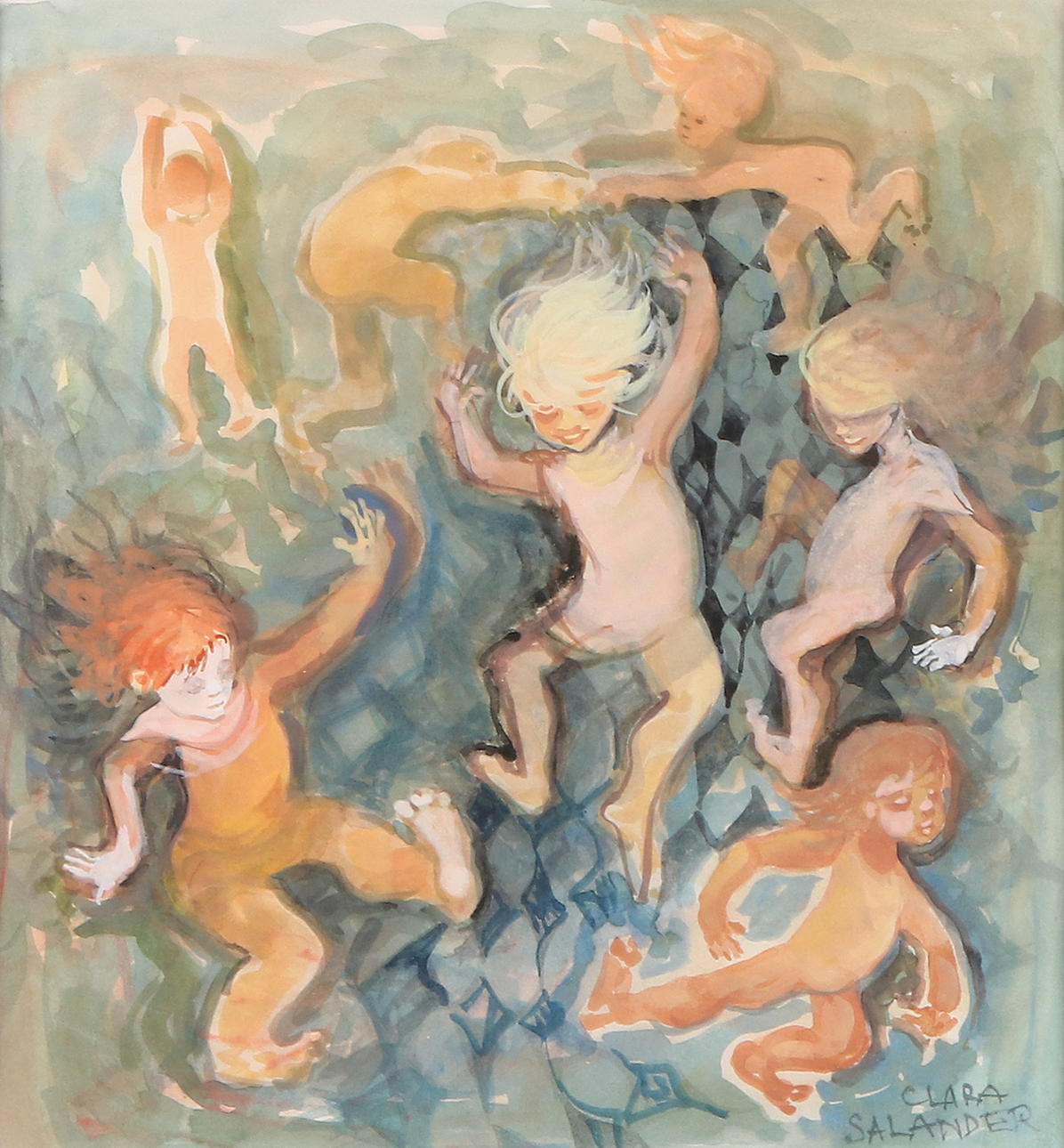 CLARA SALANDER. Watercolour. "Tummelplats". Signed.