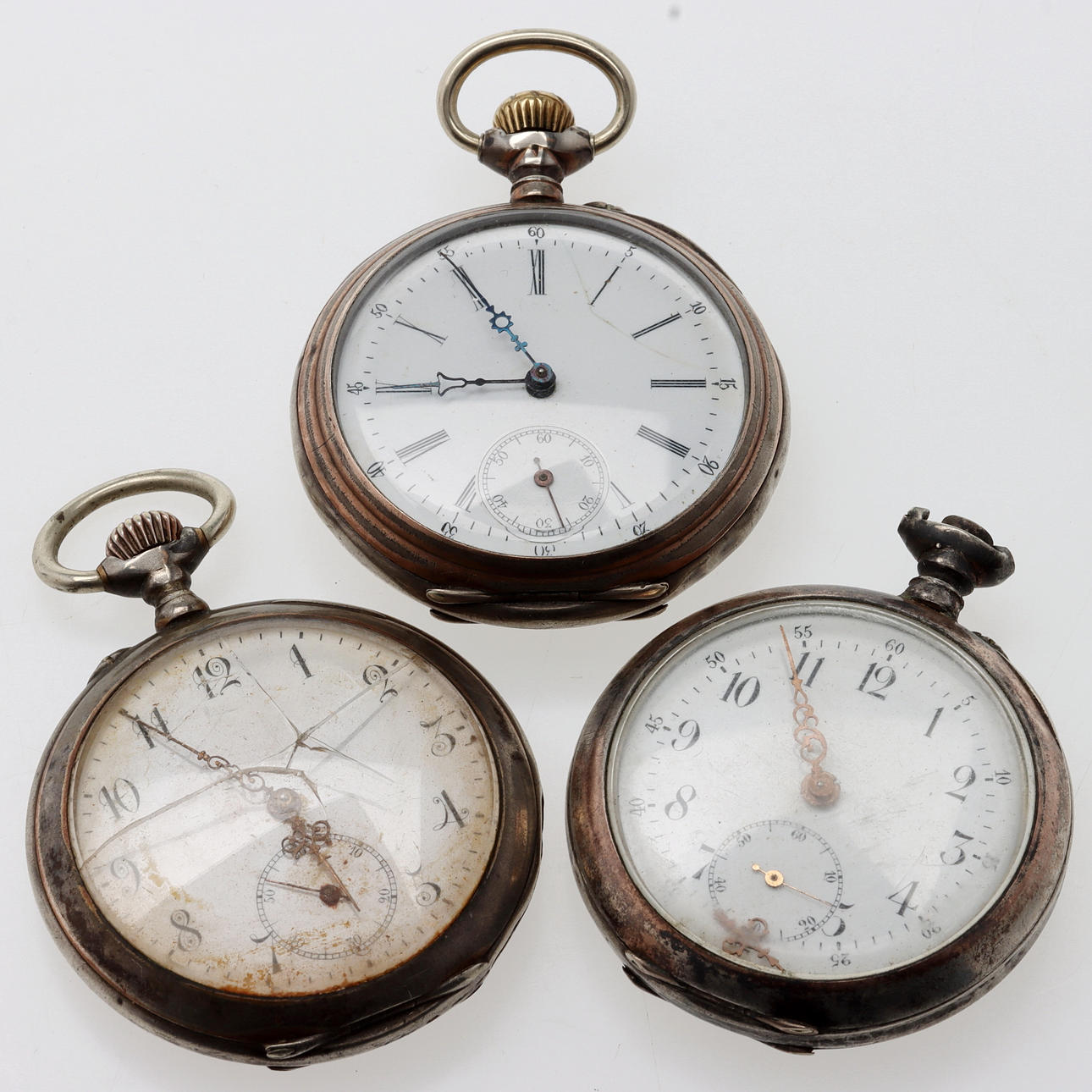 POCKET WATCHES, 3 pcs, silver.