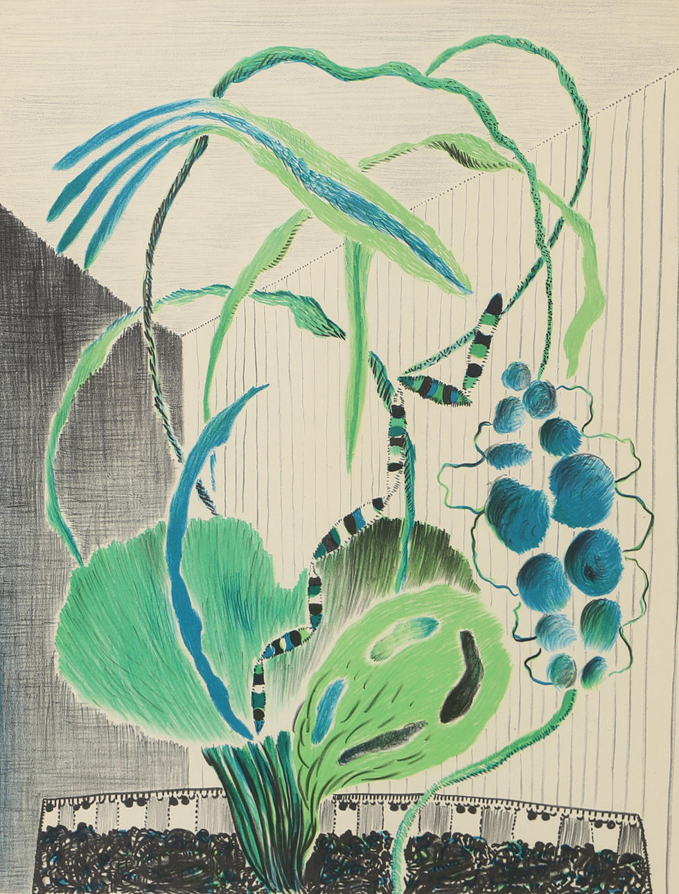 PAUL HOLSBY. Flower, graphic print, signed -59.