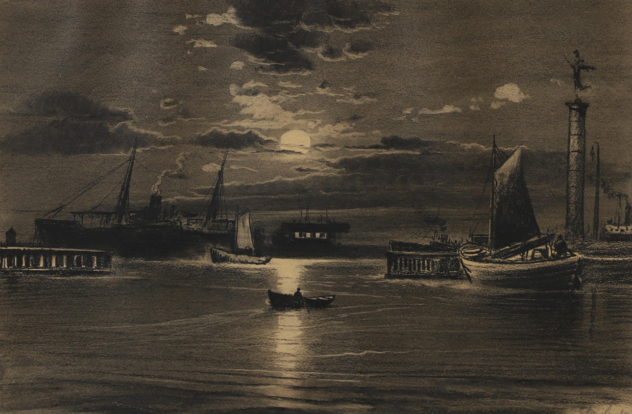 OIDENTIFIERAD KONSTNÄR. Harbour motif, etching, indistinctly signed.