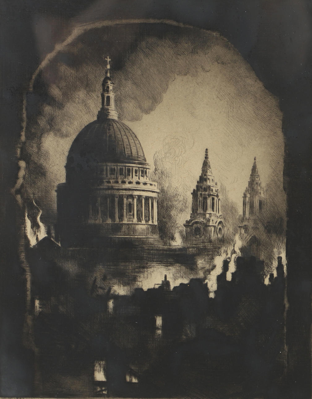 SALEMON VAN ABBÉ. St. Paul's London, etching, signed.