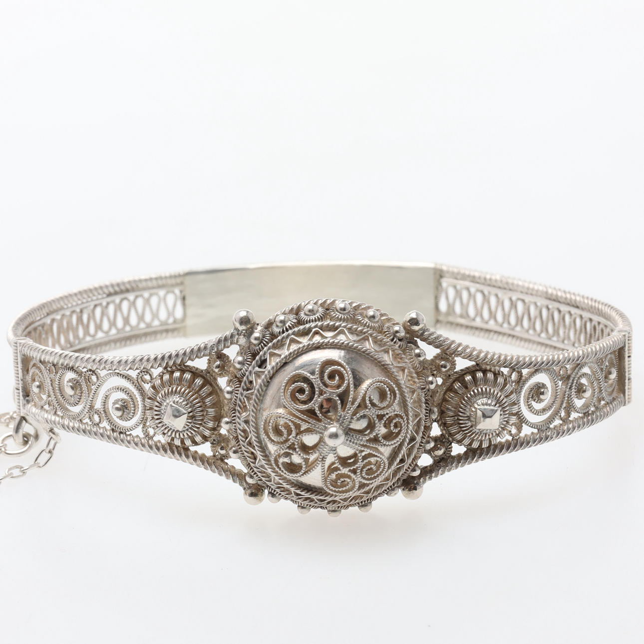 BANGLE, silver, filigree work.