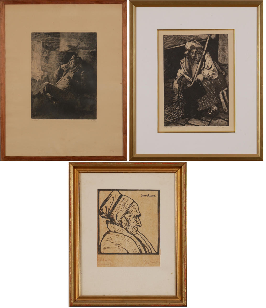GRAFISKA TRYCK, 3 st, bla Axel Tallberg.