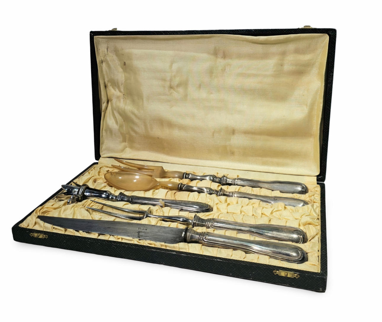 Carving set in silver-plated alpaca with original case.