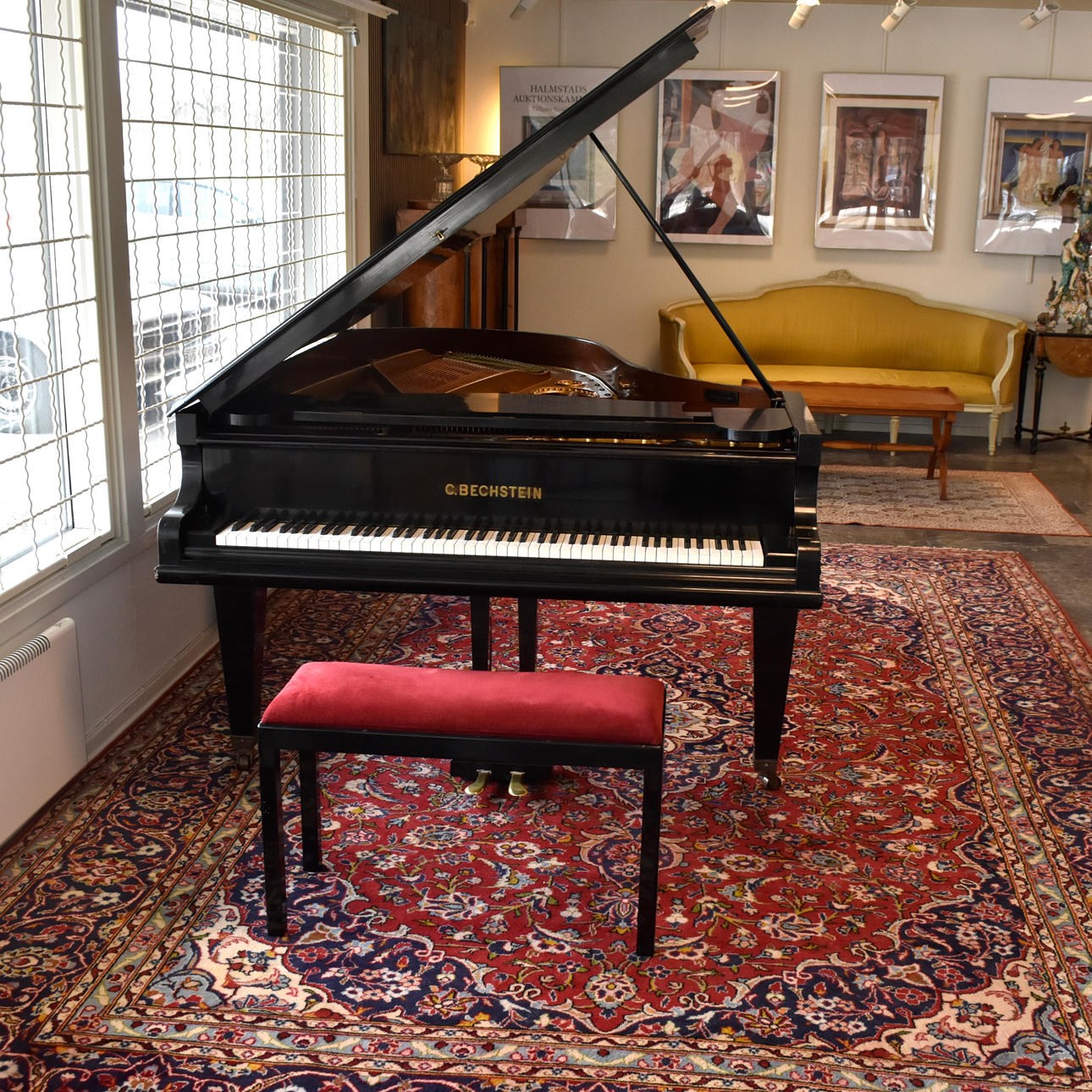 FLYGEL, svartlackerat trä, Bechstein.