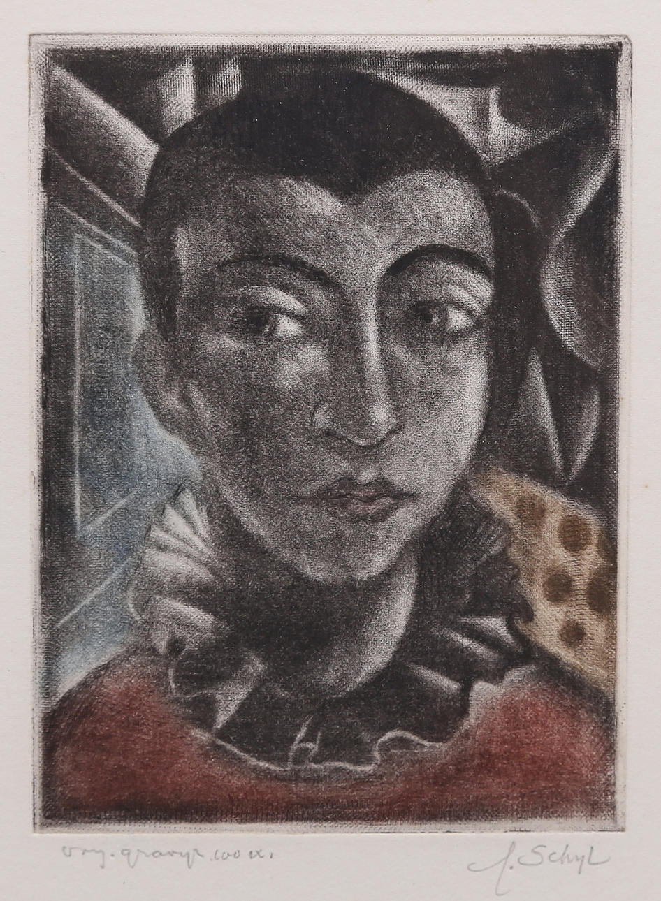 JULES SCHYL. Färggravyr, signerad.