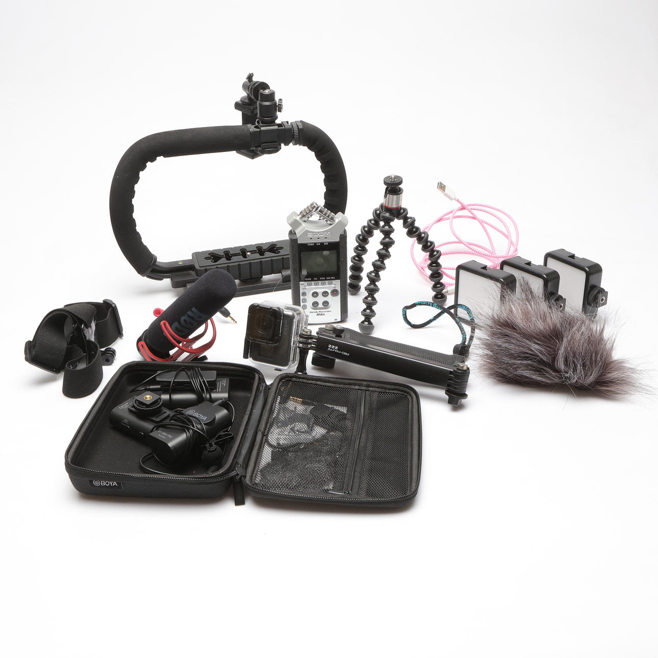 VLOGGING EQUIPMENT, Zoom, GoPro, Boya.