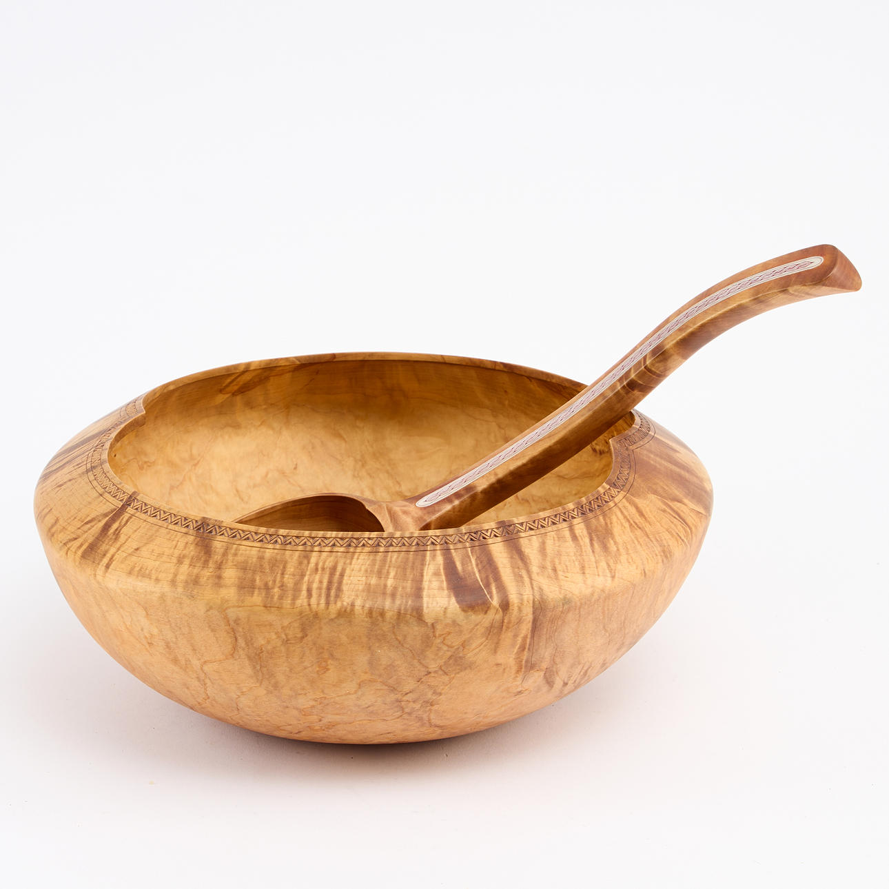 BOWL AND SPOON Sámi work signed Lennart Andersson.