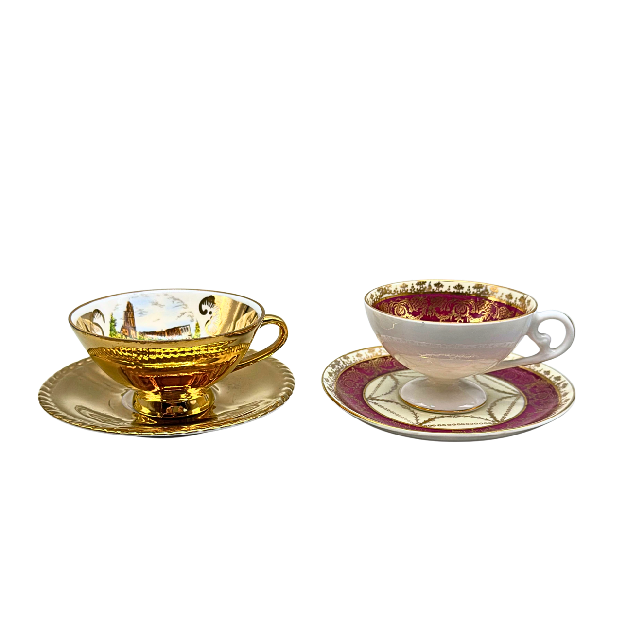 TWO COLLECTOR'S CUPS WITH SAUCERS.