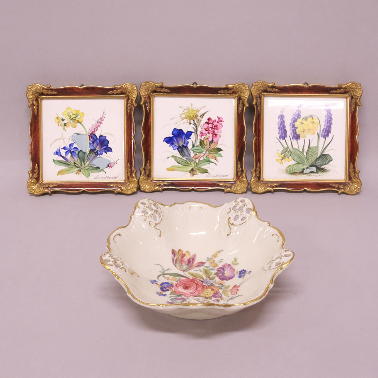 ROSENTHAL, BOWL AND THREE PLAQUES.