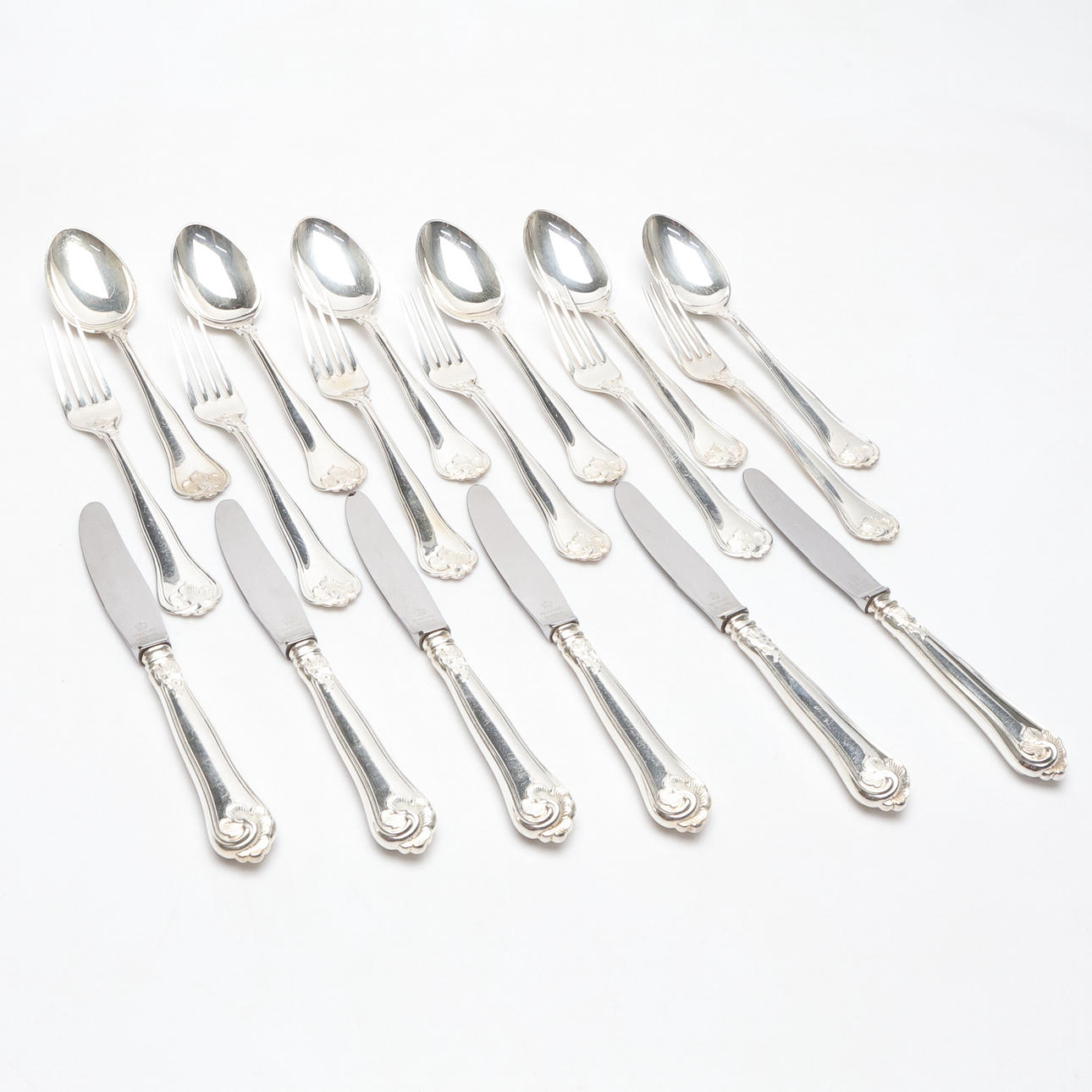 BESTICKSERVISDELAR, 18st, "Sachsisk", silver, Cohr.