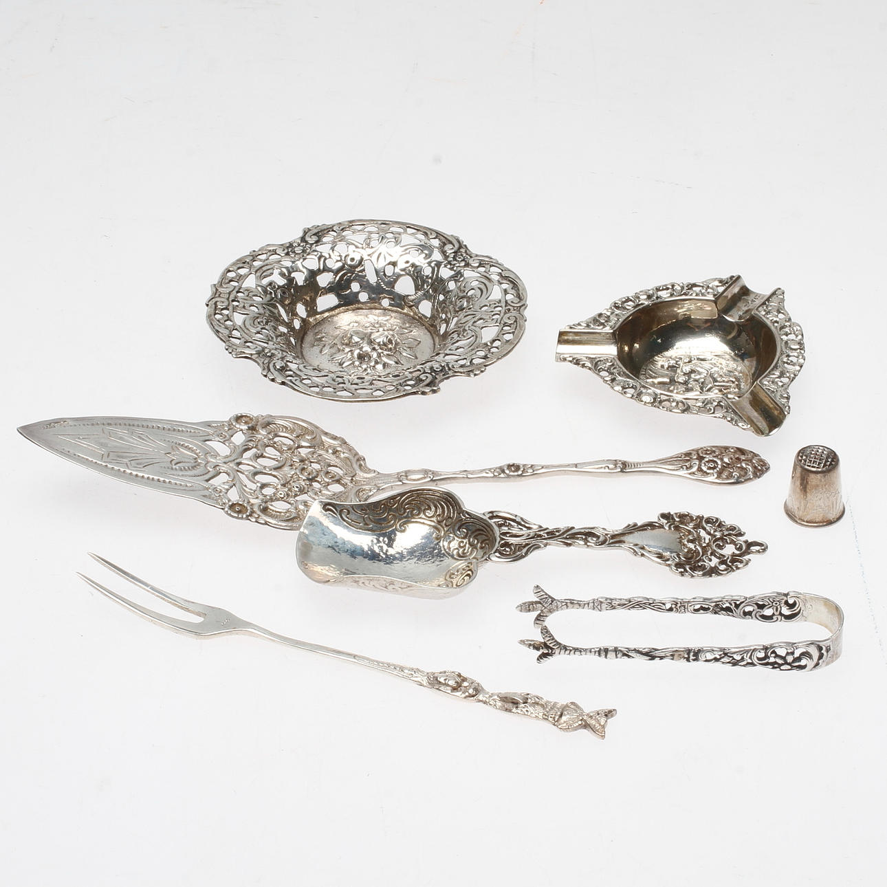 SILVER, 7 delar, vikt ca. 139,6 gram.