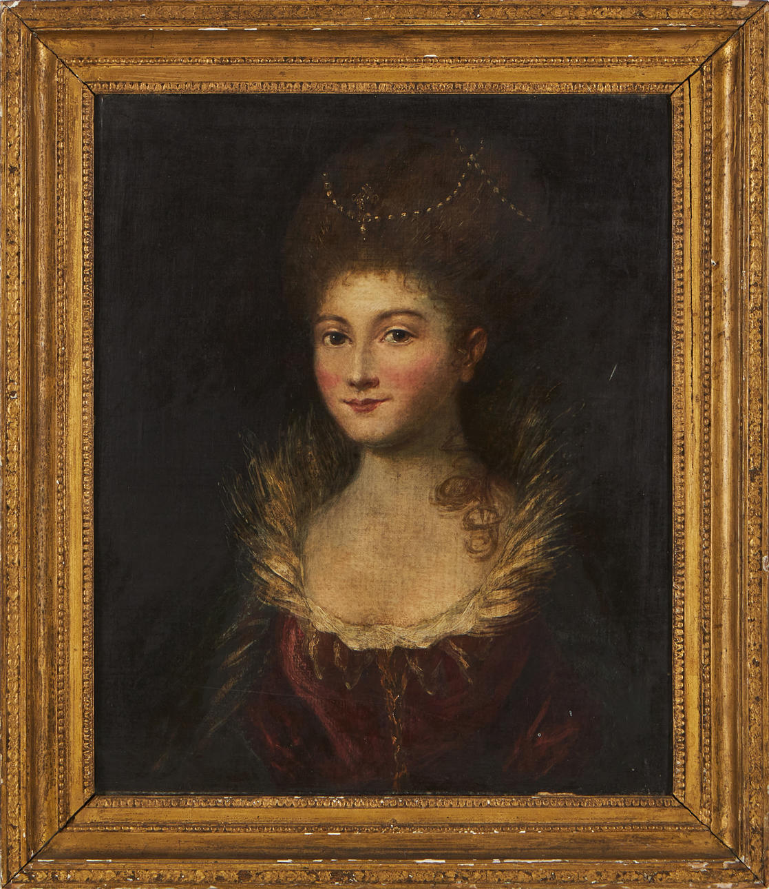 OIDENTIFIERAD KONSTNÄR. Portrait of a woman. Circa 1800, oil on canvas ...