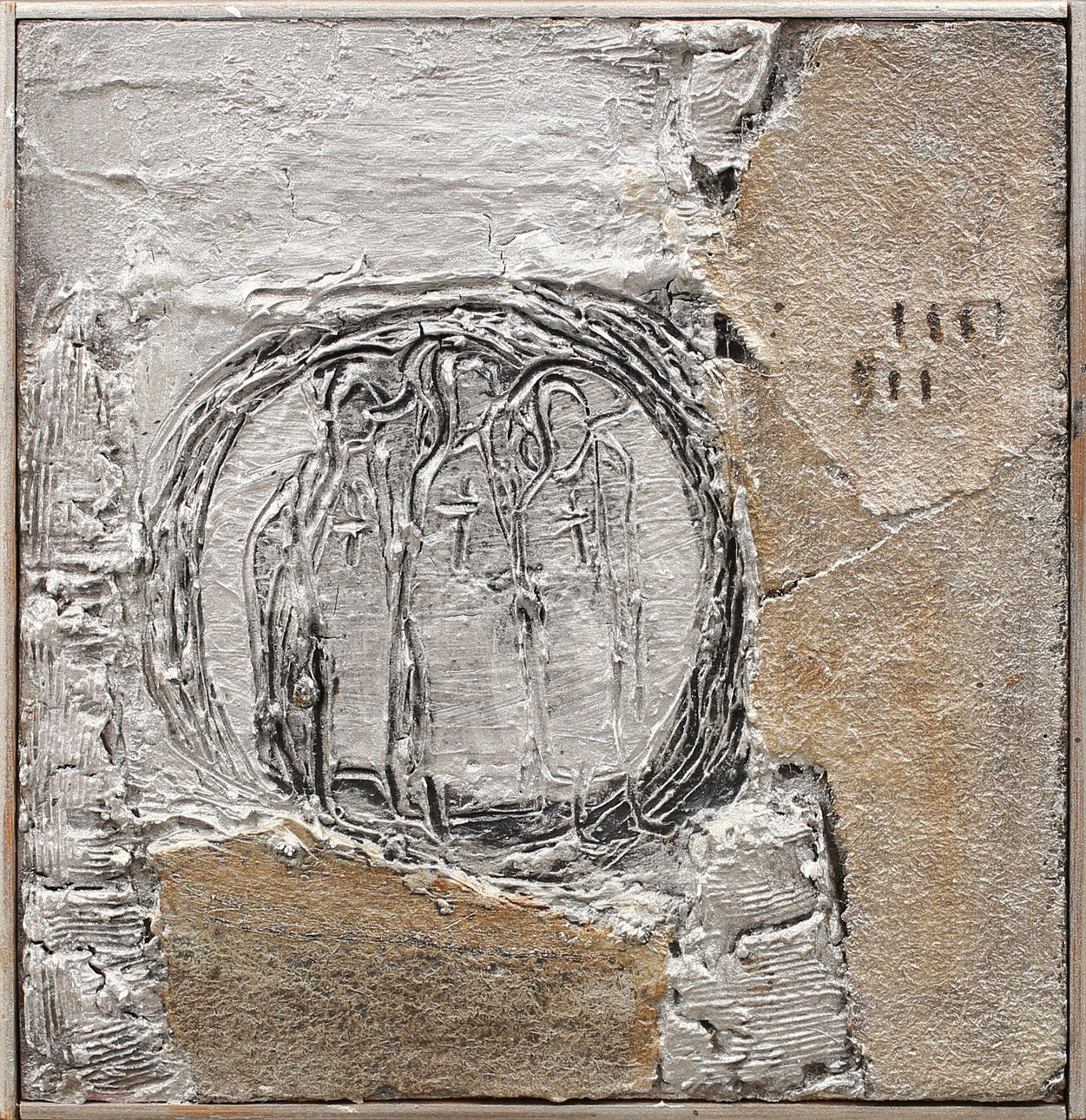 ULLA BUHRE. "De fromma", mix media, signerad a tergo Ulla Buhre.