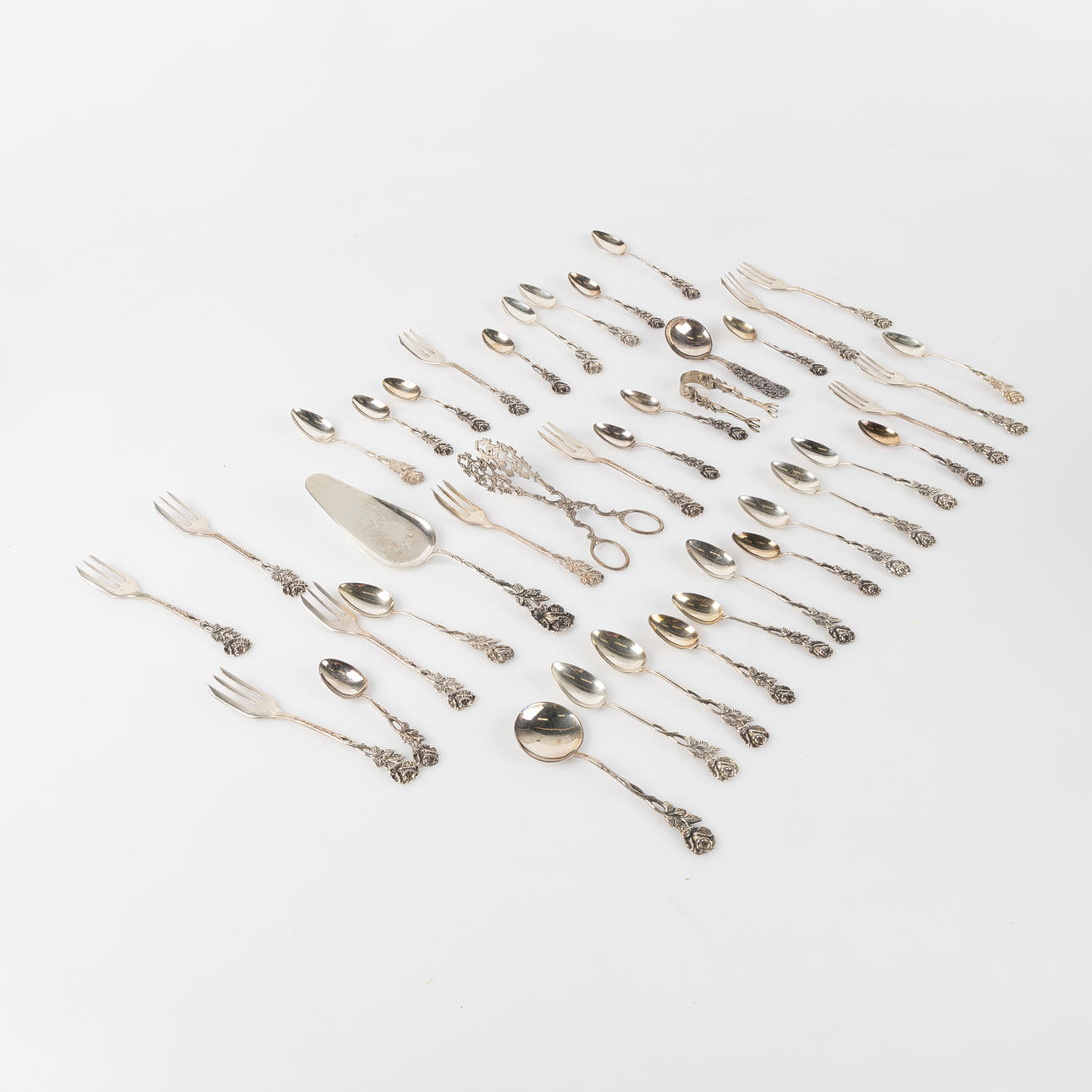CUTLERY SET for coffee, model Rosen, silver.