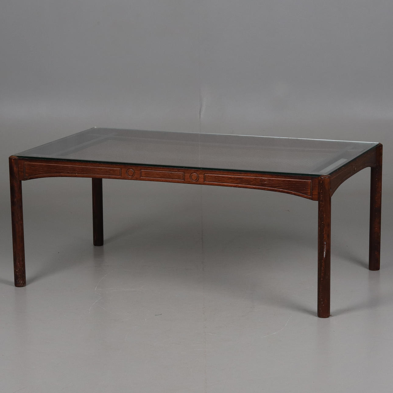 SOFFBORD, trä, glas, 1970-tal.