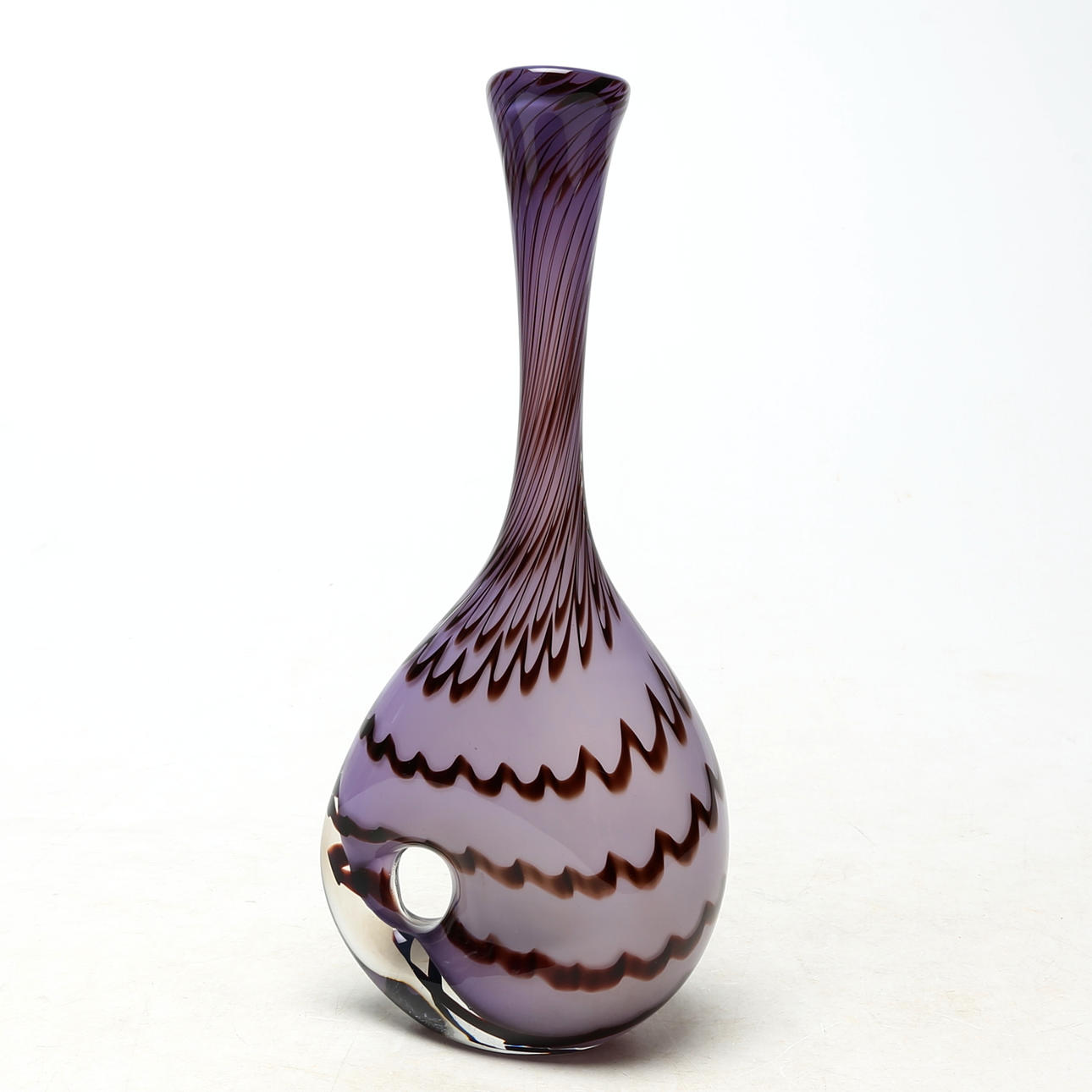 VASE, glass, with pierced hole, unsigned.