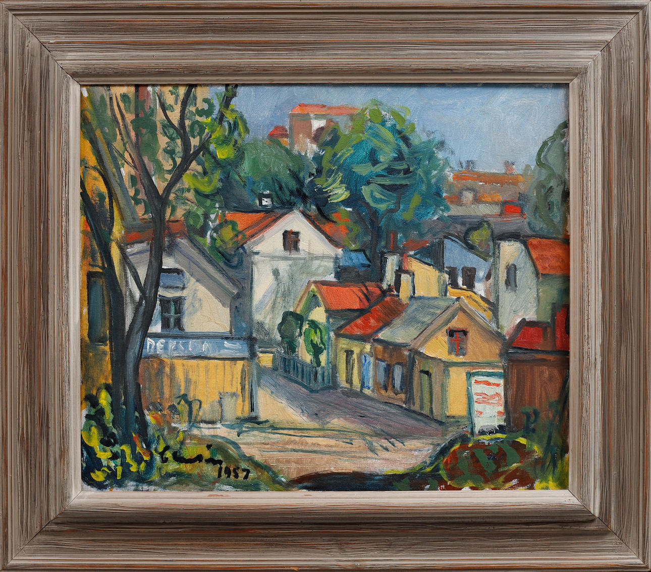 OIDENTIFIERAD KONSTNÄR. Street scene, oil on canvas, signed.