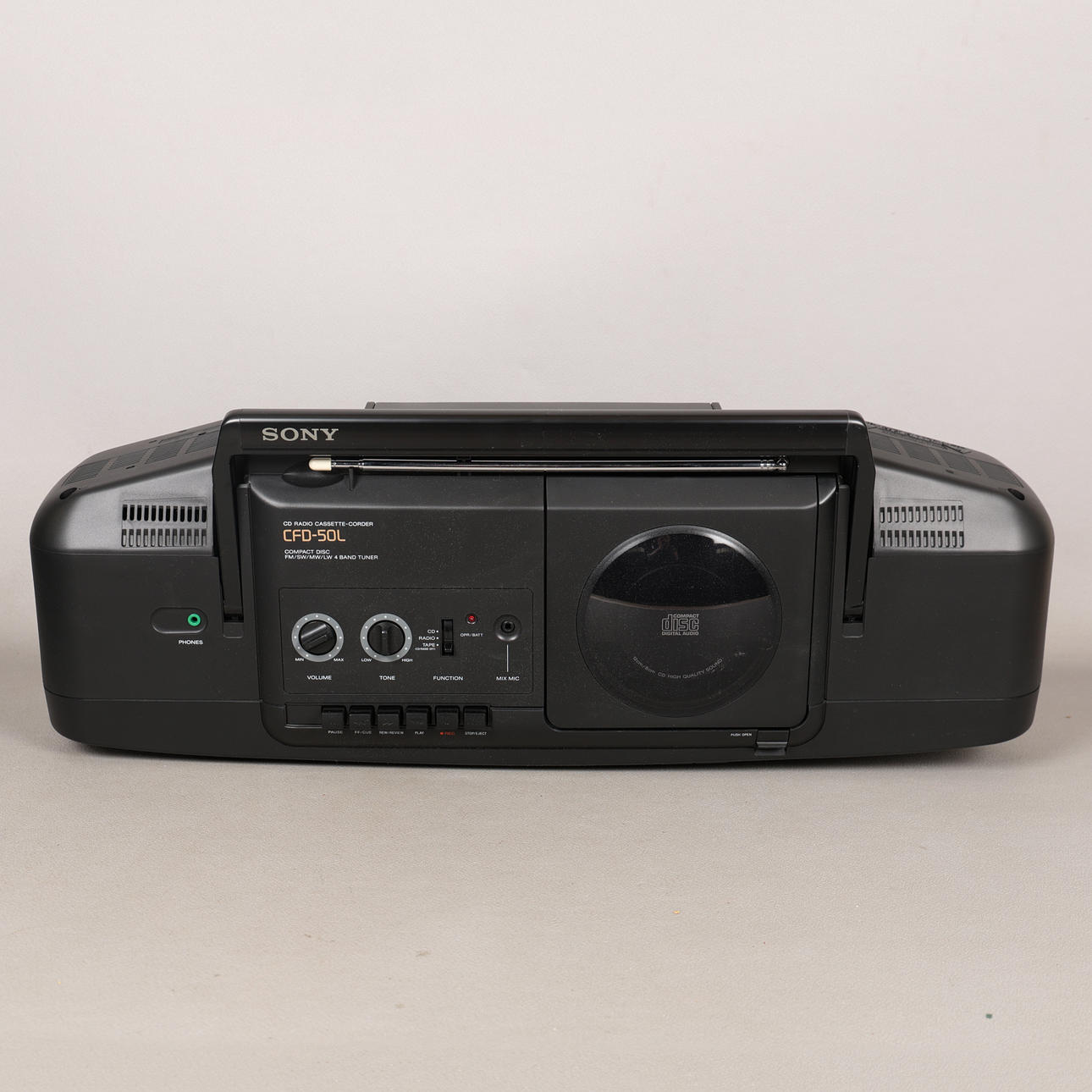 A BOXED SONY CDF-50L BOOMBOX.