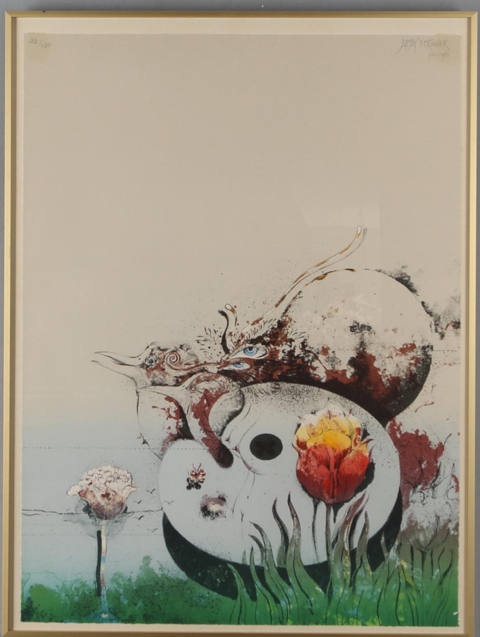 ARDY STRÜWER. Komposition, färglitografi, signerad och numrerad 33/150.