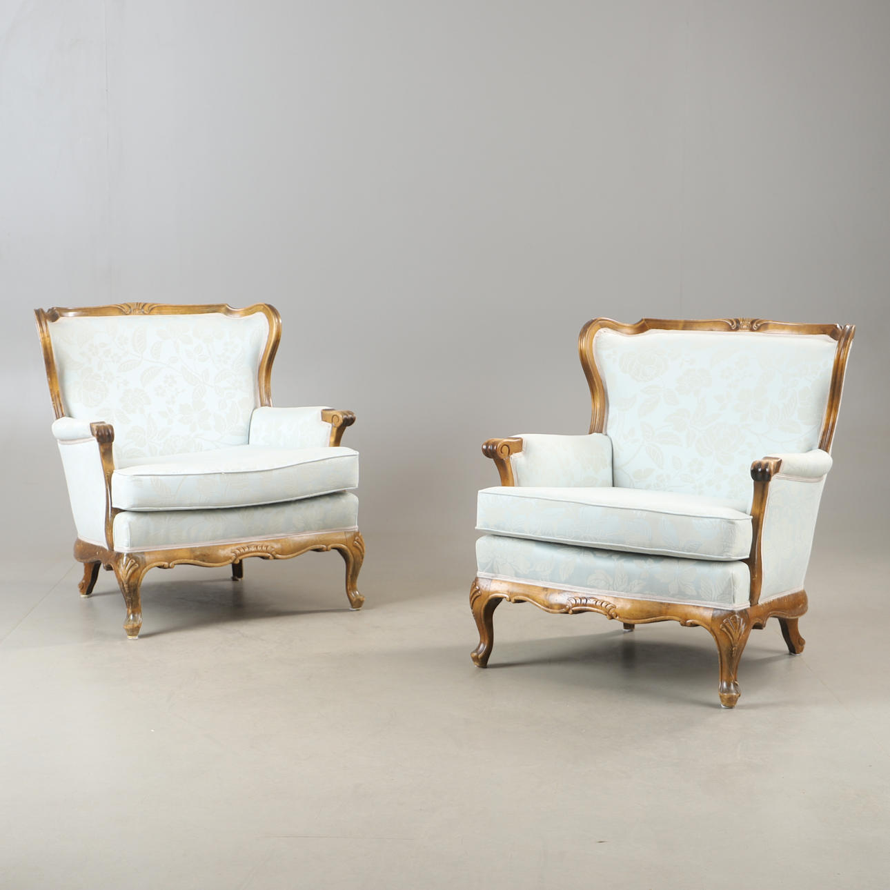 ARMCHAIRS, 1 pair, beech, Rococo style.